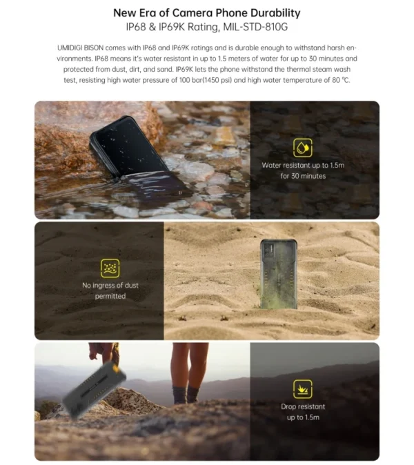 Free Sample UMIDIGI BISON 8GB 128GB Rugged Phone Waterproof Dustproof Shockproof Android Smartphone Mobile - Image 5