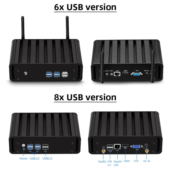 XCY Fanless Office Mini Pc Core I3 5005U 8xUSB Mini Linux Computers Portable Support OEM/ODM - Image 3