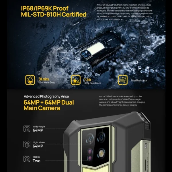 Large Stock  Ulefone Armor 24 12GB+256GB Rugged Phone 22000mAh 6.78 Inch Android 13 NFC Mobile Phones - Image 5