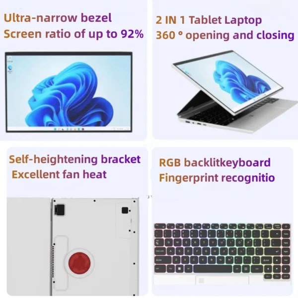 Wholesale Brand Office 14 Inch YOGA Touchscreen Windows 11 Intel Celeron N95 16GB RAM Touch Screen Portable 2 in 1 Tablet Laptop - Image 3