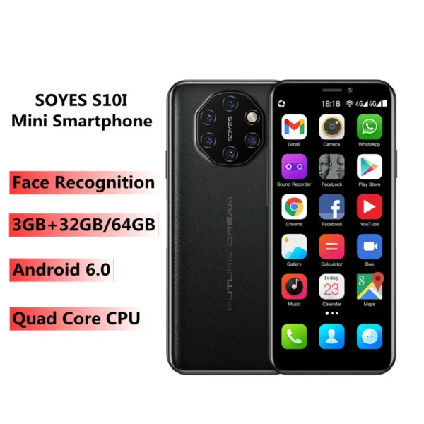 2022 New Arrival SOYES S10I Supper Mini Android 4G Smartphone Ultra Thin Student Mobile Phone with Face Fingerprint Recognition - Image 2