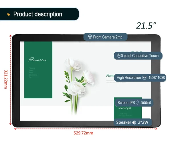 Sunworld YC-212H 21.5" Touch Screen Monitor RK3288 Quad Core Full HD Wall Mounted Android Tablet - Image 5