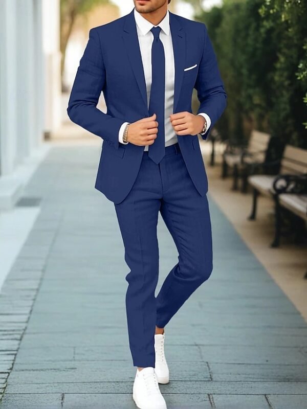Men's New Linen Single Row One Button Suit - Image 8