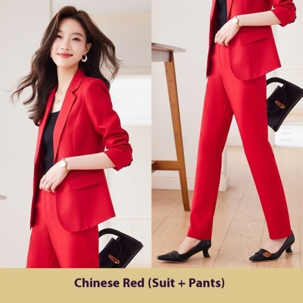 Red Blazer Women's Fall Winter Fashion Temperament Goddess Style Suit Suit - Image 8