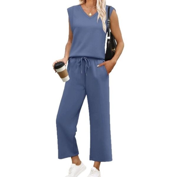 Loose Sleeveless Suit Round Neck Vest Top Two-piece Pants - Image 9