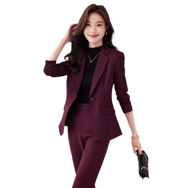 Red Blazer Women's Fall Winter Fashion Temperament Goddess Style Suit Suit - Image 5