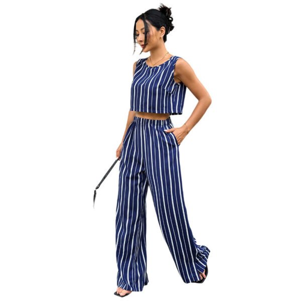 High-Rise Slim Flare Pants Summer Two-piece Set - Image 4