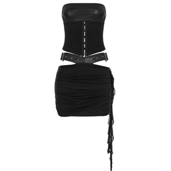 Lace-up Tube Top Top Leather Hollow Out Wrist Hanging Package Hip Skirt Suit - Image 8