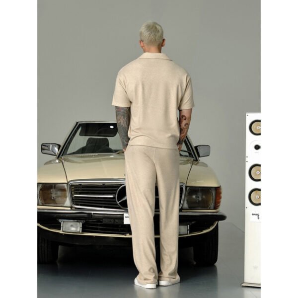 Lapel Short-sleeved T-shirt Men's Casual Top And Trousers Suit - Image 5