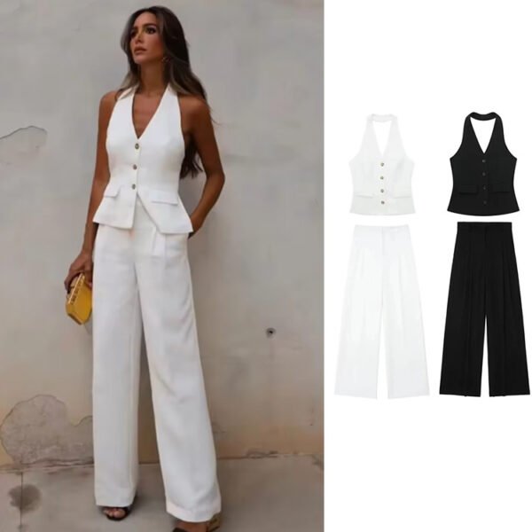 Women's Waistcoat Linen Vest Suit - Image 2