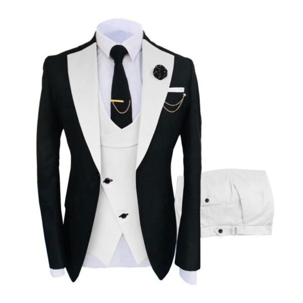 Men's Slim Fit Business Vest Coat Trousers Suit - Image 6