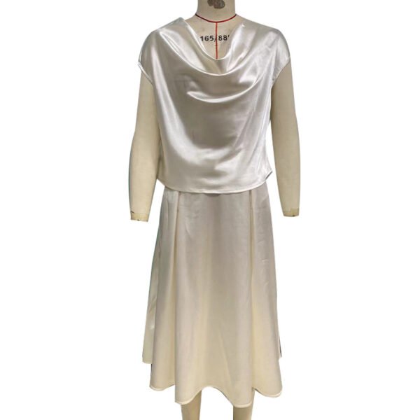 European And American Style Artificial Silk Short Sleeve Skirt Suit - Image 5