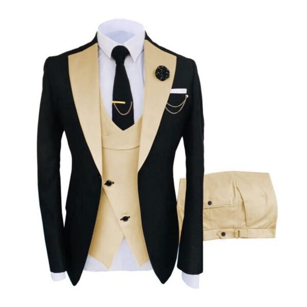 Men's Slim Fit Business Vest Coat Trousers Suit - Image 4