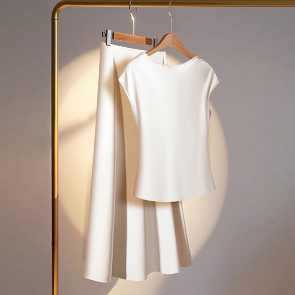 European And American Style Artificial Silk Short Sleeve Skirt Suit - Image 2