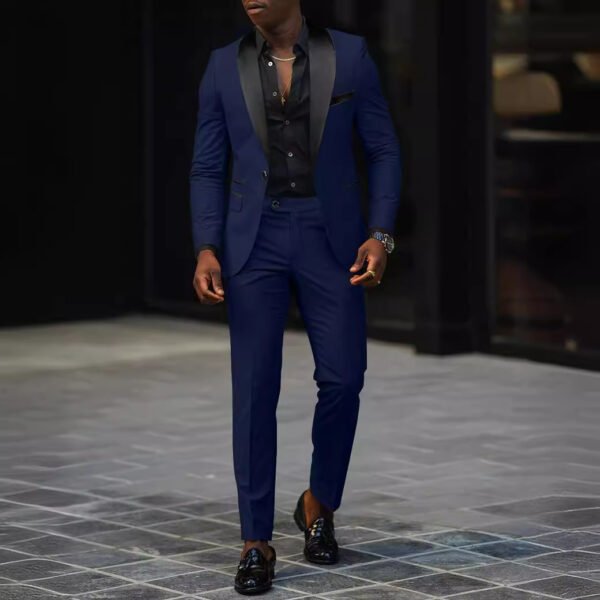 Men's Business Casual Suit Coat Trouser Suit - Image 3