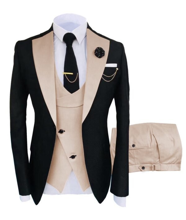 Men's Slim Fit Business Vest Coat Trousers Suit - Image 9