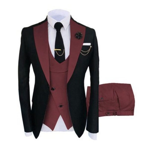 Men's Slim Fit Business Vest Coat Trousers Suit - Image 7
