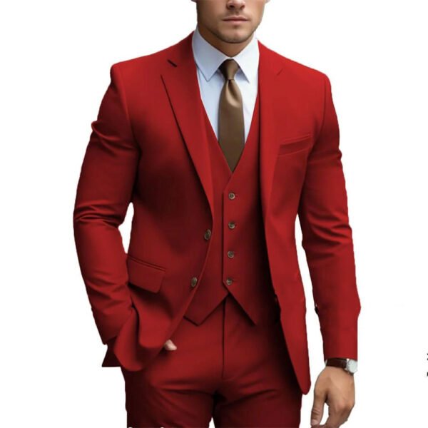 Business Casual Men's Three-piece Suit For Bridegroom Men's Wedding - Image 9