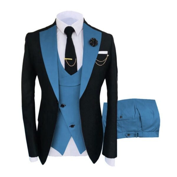 Men's Slim Fit Business Vest Coat Trousers Suit - Image 10