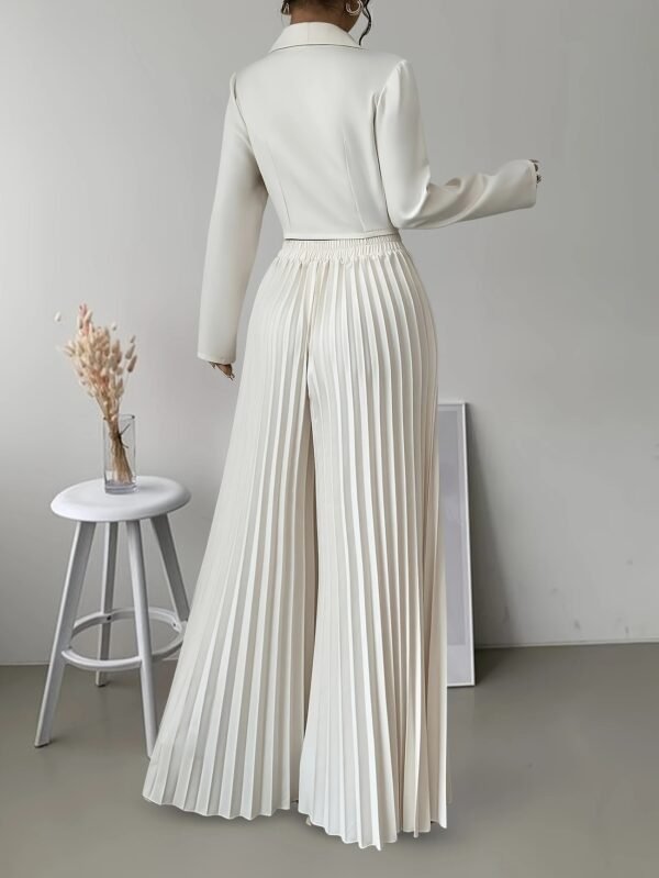 Top Set Long Sleeved Pleated Skirt - Image 4