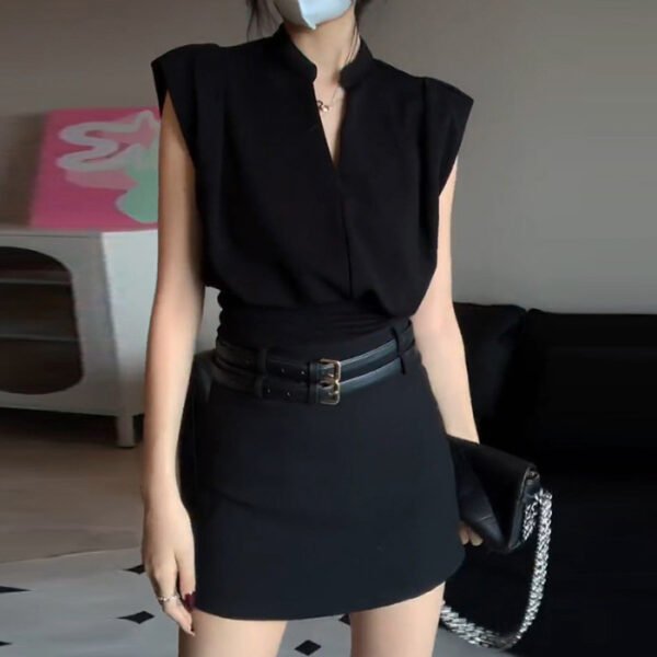 Goddess Temperament Sleeveless V-neck Shirt Skirt Two-piece Suit - Image 4