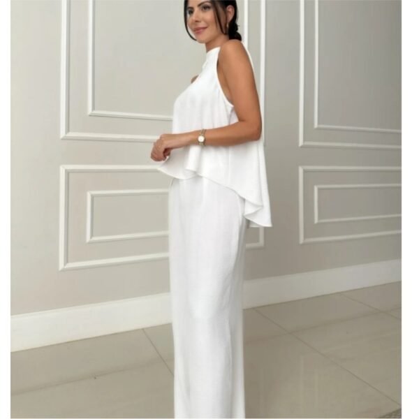 Fashion Loose Sleeveless Top Wide-leg Casual Pants Solid Color Two-piece Set - Image 3
