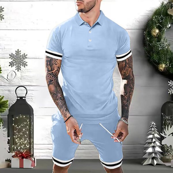 Mens Short Sets 2 Piece Outfits Polo Shirt Fashion Summer Tracksuits Casual Set Short Sleeve And Shorts Set For Men - Image 7
