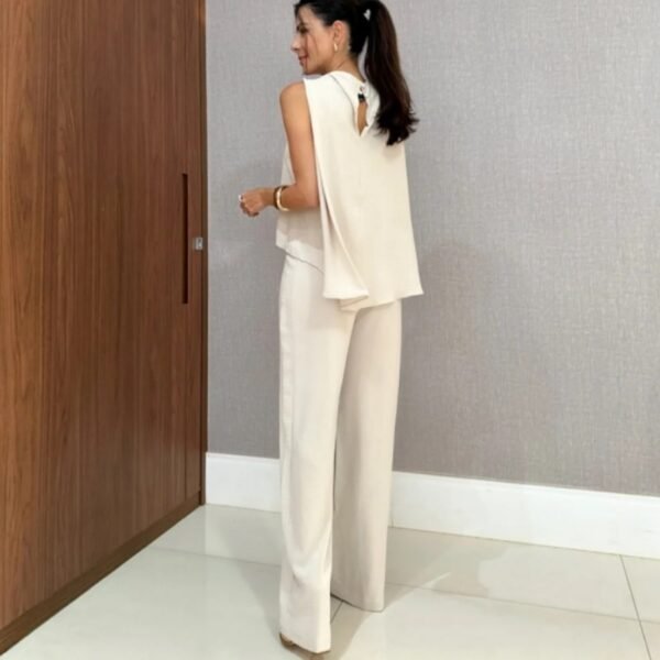 Fashion Loose Sleeveless Top Wide-leg Casual Pants Solid Color Two-piece Set - Image 2