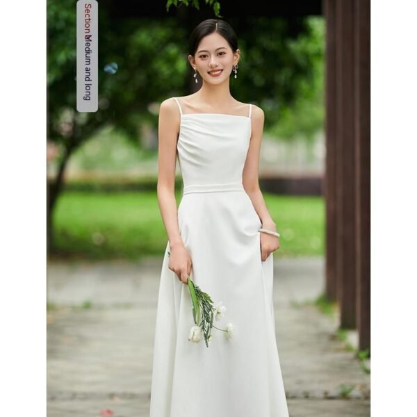 White Bridesmaid Dress Senior Dress Daily Style Formal Dress - Image 2