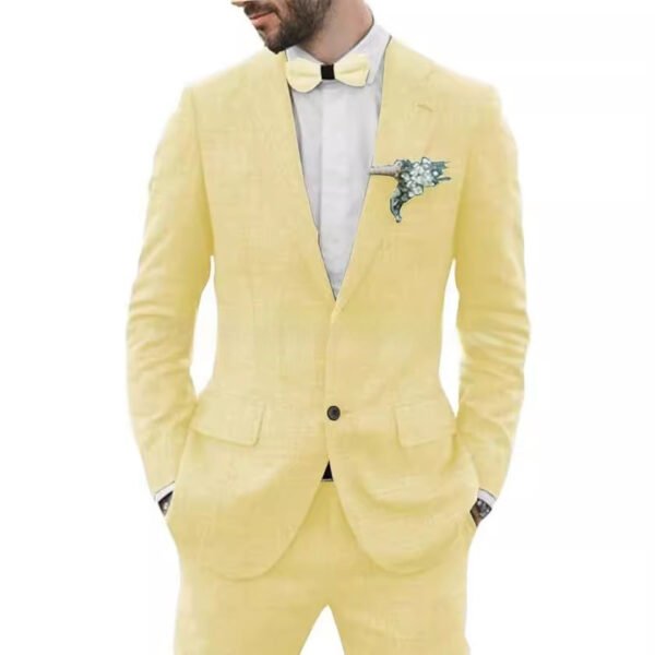 Men's Suit Wedding Party Suit Slim Fit Casual Coat Trousers - Image 2