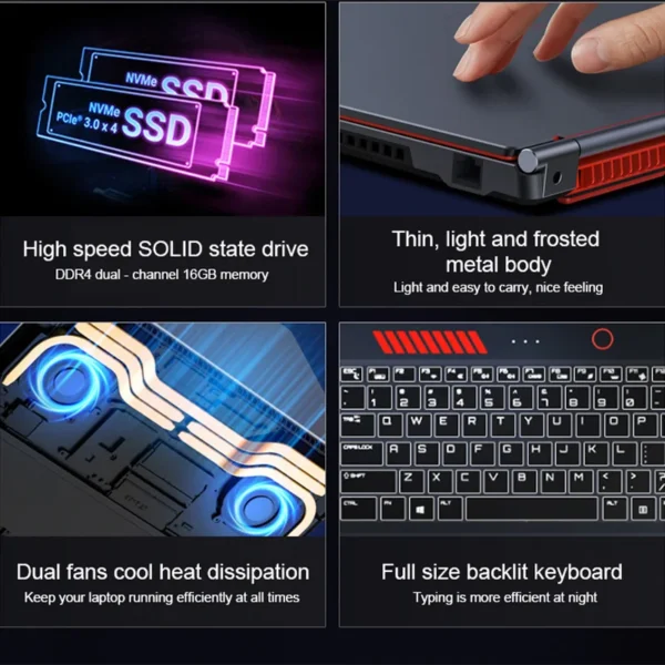 16 Inch 1920*1080 Full HD I9 10885H Octa Core Laptop Computer Customized GTX 1650 Gaming Laptop Computers Laptops and Desktops - Image 3