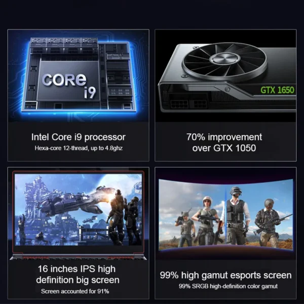 16 Inch 1920*1080 Full HD I9 10885H Octa Core Laptop Computer Customized GTX 1650 Gaming Laptop Computers Laptops and Desktops - Image 2