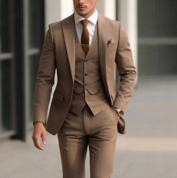 Men's Three-piece Suit Solid Color High Sense - Image 2