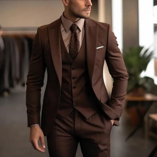Men's Three-piece Suit Solid Color High Sense - Image 8