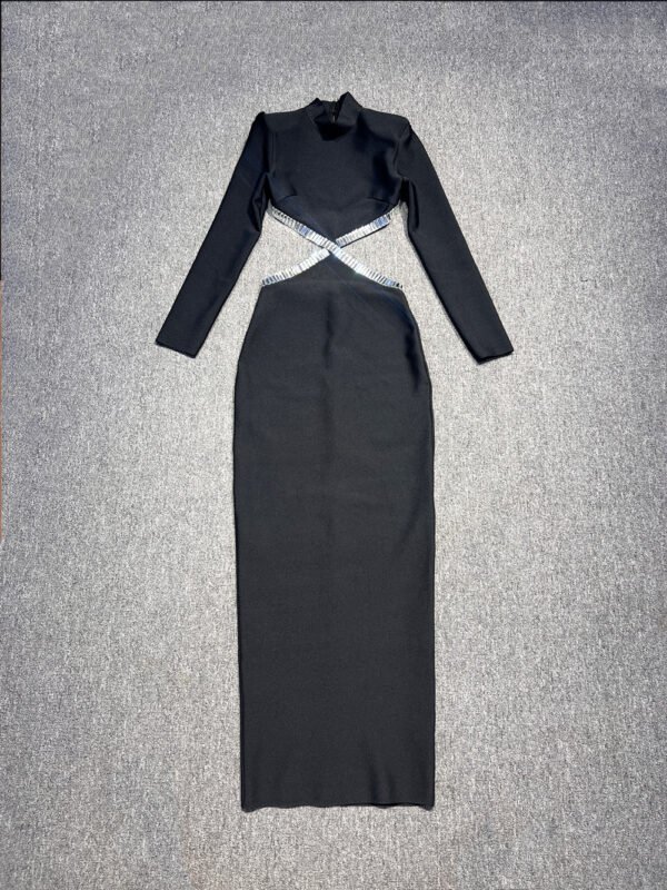 Refined Rhinestone Backless Formal Dress - Image 7