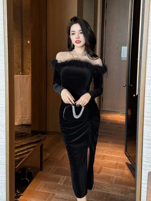 Women's Burr Velvet Formal Dress - Image 4