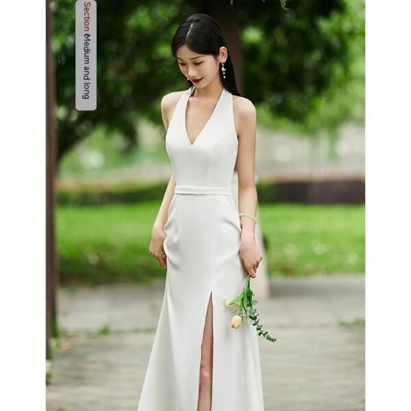 White Bridesmaid Dress Senior Dress Daily Style Formal Dress - Image 4