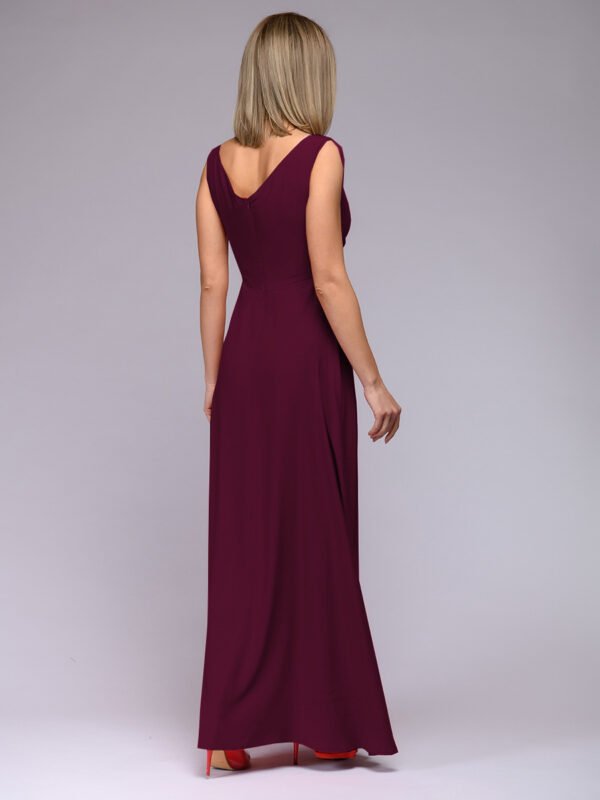 Solid Color Sleeveless Waist Formal Dress - Image 3