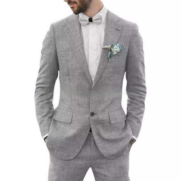 Men's Suit Wedding Party Suit Slim Fit Casual Coat Trousers - Image 4